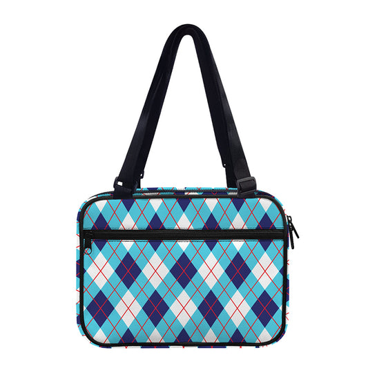 White Blue And Red Argyle Pattern Print Double Strap Bible Bag