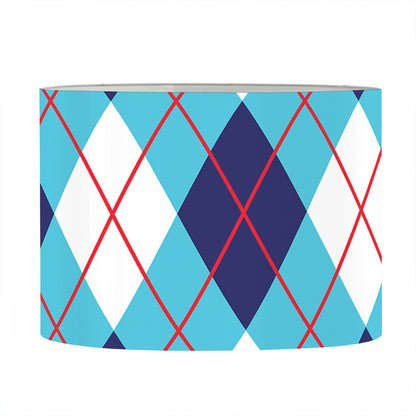 White Blue And Red Argyle Pattern Print Drum Lamp Shade