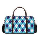 White Blue And Red Argyle Pattern Print Duffle Bag