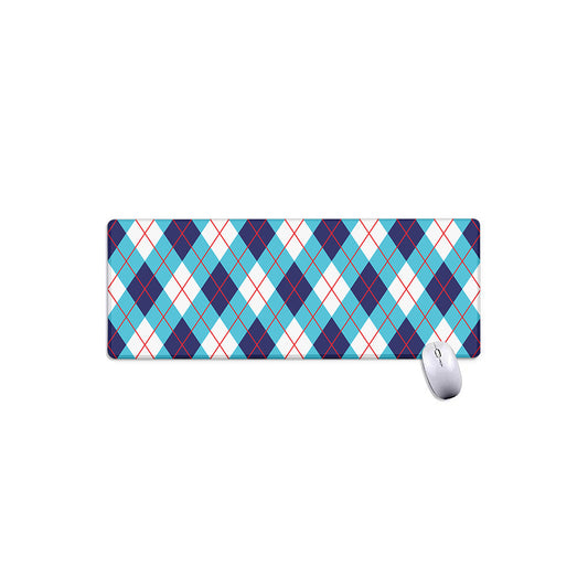 White Blue And Red Argyle Pattern Print Extended Mouse Pad