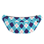 White Blue And Red Argyle Pattern Print Fanny Pack