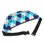 White Blue And Red Argyle Pattern Print Fanny Pack