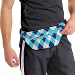 White Blue And Red Argyle Pattern Print Fanny Pack