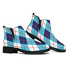 White Blue And Red Argyle Pattern Print Flat Ankle Boots