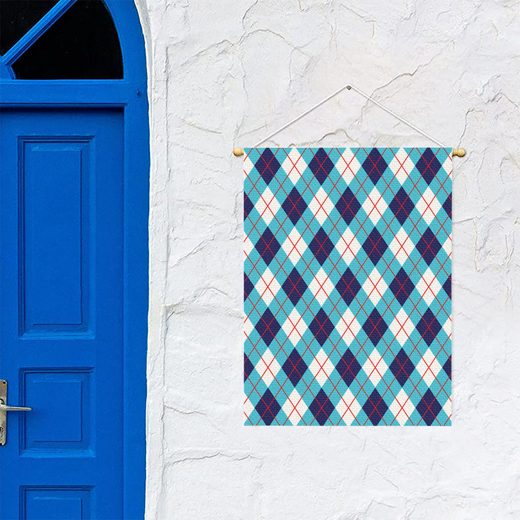 White Blue And Red Argyle Pattern Print Garden Flag