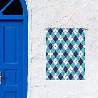 White Blue And Red Argyle Pattern Print Garden Flag