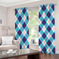 White Blue And Red Argyle Pattern Print Grommet Curtains