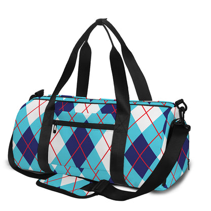 White Blue And Red Argyle Pattern Print Gym Bag