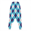 White Blue And Red Argyle Pattern Print Hammer Pants