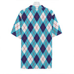 White Blue And Red Argyle Pattern Print Hawaiian Shirt