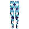 White Blue And Red Argyle Pattern Print High-Waisted Pocket Leggings