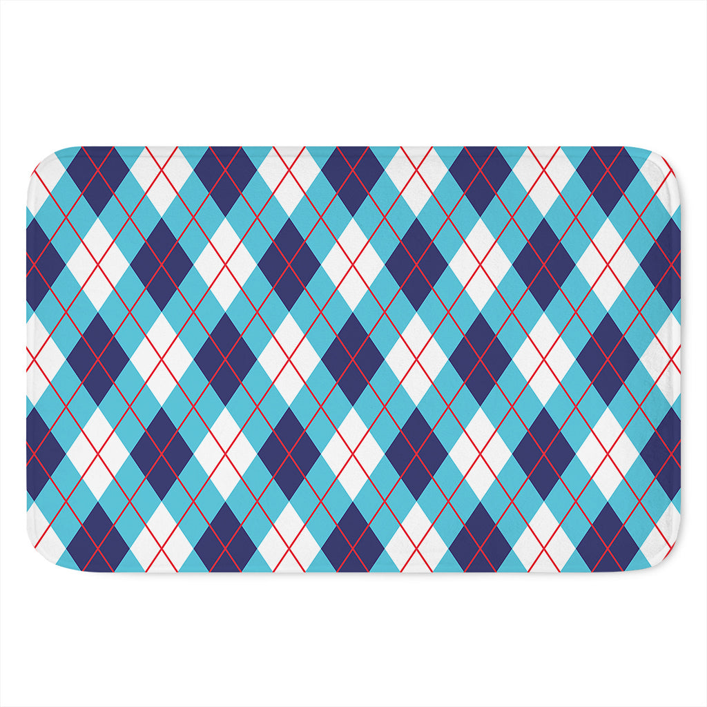 White Blue And Red Argyle Pattern Print Indoor Door Mat