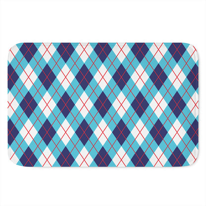 White Blue And Red Argyle Pattern Print Indoor Door Mat