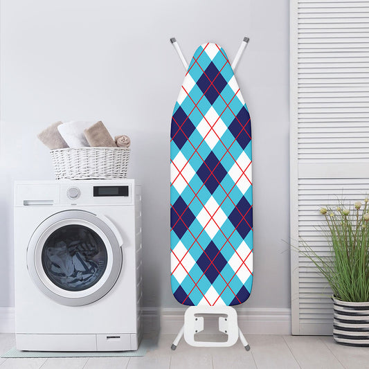 White Blue And Red Argyle Pattern Print Ironing Board Cover