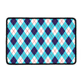 White Blue And Red Argyle Pattern Print Kitchen Mat
