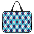 White Blue And Red Argyle Pattern Print Laptop Sleeve With Handle