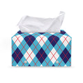 White Blue And Red Argyle Pattern Print Leather Tissue Box Cover