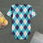 White Blue And Red Argyle Pattern Print Men's Bodysuit