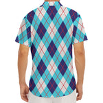 White Blue And Red Argyle Pattern Print Men's Deep V-Neck Shirt