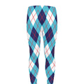 White Blue And Red Argyle Pattern Print Men's Leggings