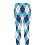 White Blue And Red Argyle Pattern Print Men's leggings