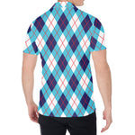 White Blue And Red Argyle Pattern Print Men's Shirt