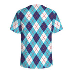White Blue And Red Argyle Pattern Print Men's Sports T-Shirt
