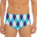 White Blue And Red Argyle Pattern Print Men's Triangle Swim Briefs