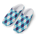White Blue And Red Argyle Pattern Print Mesh Casual Shoes