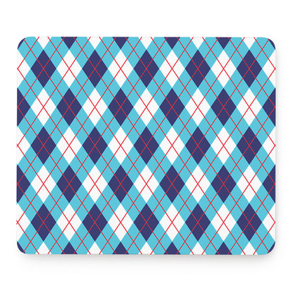 White Blue And Red Argyle Pattern Print Mouse Pad