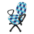 White Blue And Red Argyle Pattern Print Office Chair Cover