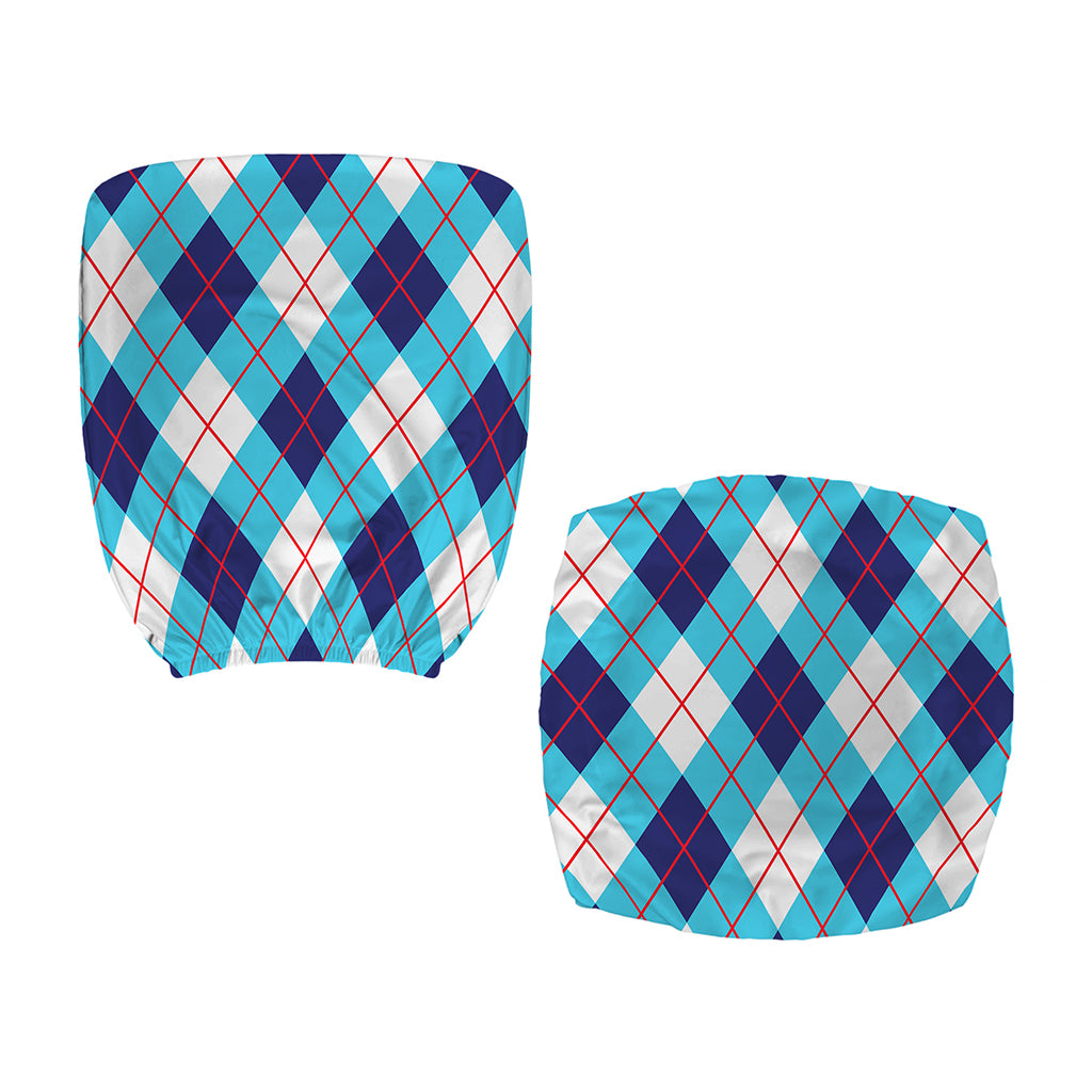 White Blue And Red Argyle Pattern Print Office Chair Cover