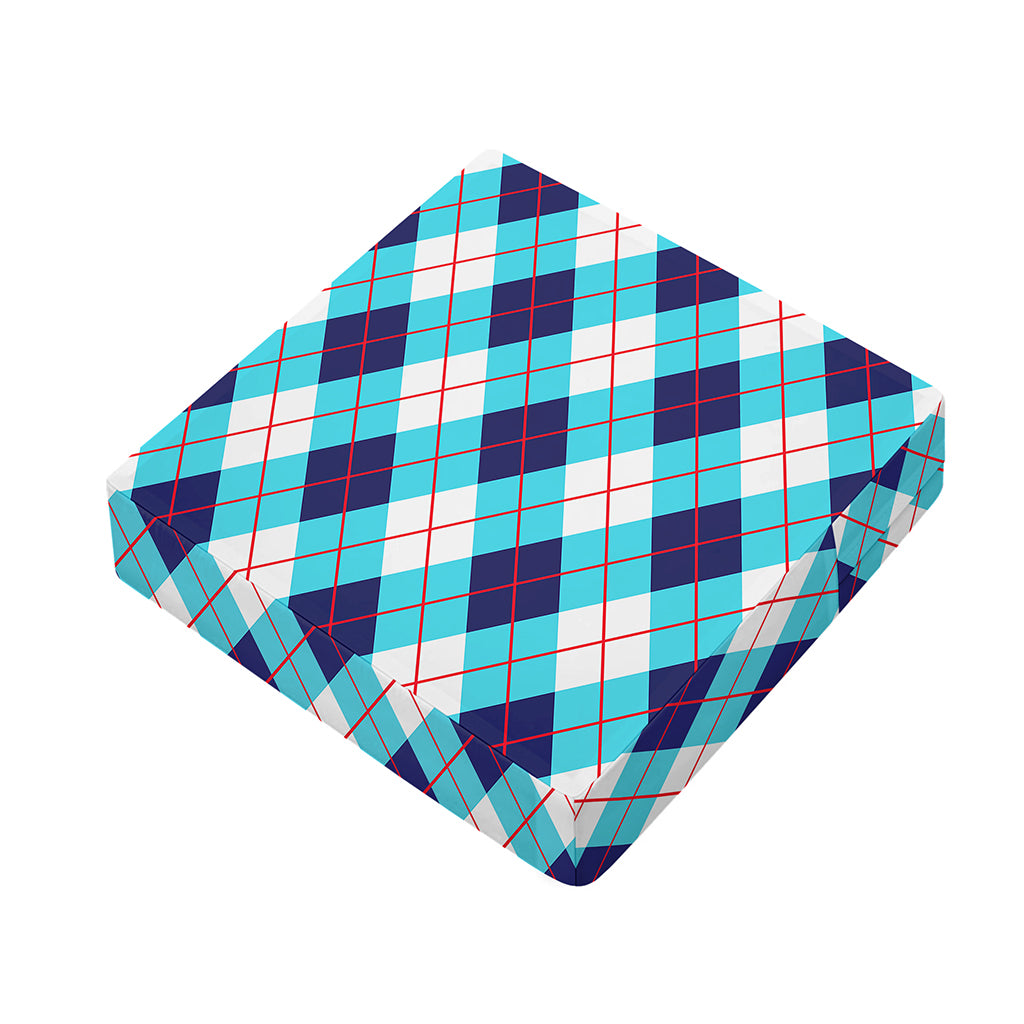 White Blue And Red Argyle Pattern Print Outdoor Seat Cushion Cover