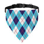 White Blue And Red Argyle Pattern Print Over The Collar Dog Bandana