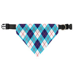 White Blue And Red Argyle Pattern Print Over The Collar Dog Bandana