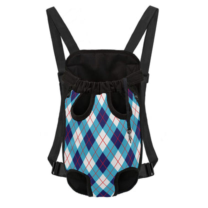 White Blue And Red Argyle Pattern Print Pet Carrier Backpack