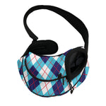 White Blue And Red Argyle Pattern Print Pet Sling Carrier
