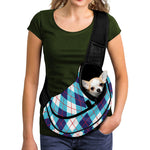 White Blue And Red Argyle Pattern Print Pet Sling Carrier