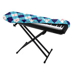 White Blue And Red Argyle Pattern Print Piano Keyboard Cover