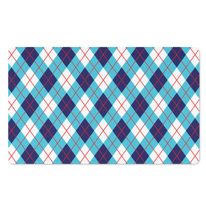 White Blue And Red Argyle Pattern Print Polyester Doormat