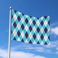 White Blue And Red Argyle Pattern Print Polyester Flag