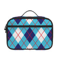White Blue And Red Argyle Pattern Print Portable Lunch Bag