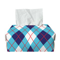 White Blue And Red Argyle Pattern Print Rectangle Tissue Box Cover