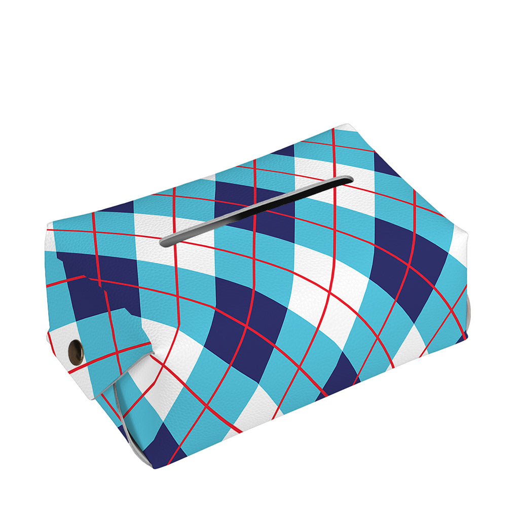 White Blue And Red Argyle Pattern Print Rectangle Tissue Box Cover