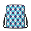 White Blue And Red Argyle Pattern Print Rectangular Crossbody Bag