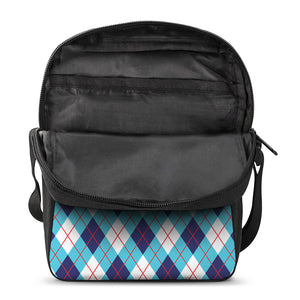 White Blue And Red Argyle Pattern Print Rectangular Crossbody Bag