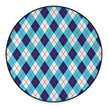 White Blue And Red Argyle Pattern Print Round Floor Mat