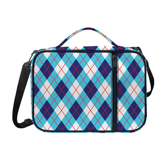 White Blue And Red Argyle Pattern Print Shoulder Strap Bible Bag