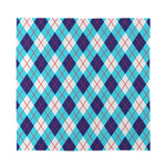 White Blue And Red Argyle Pattern Print Silk Bandana
