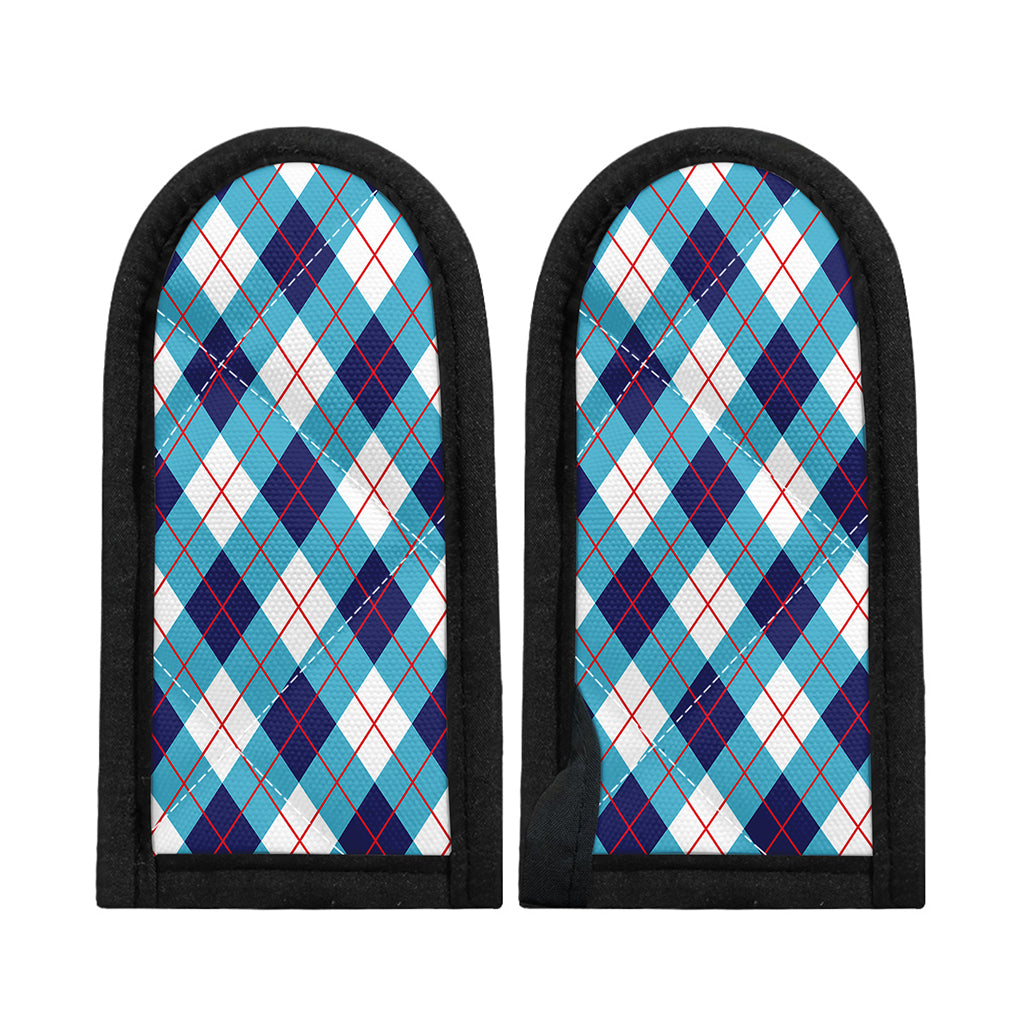 White Blue And Red Argyle Pattern Print Skillet Handle Cover